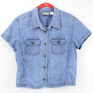 Liz Claiborne Jean Button Down Short Sleeve Top